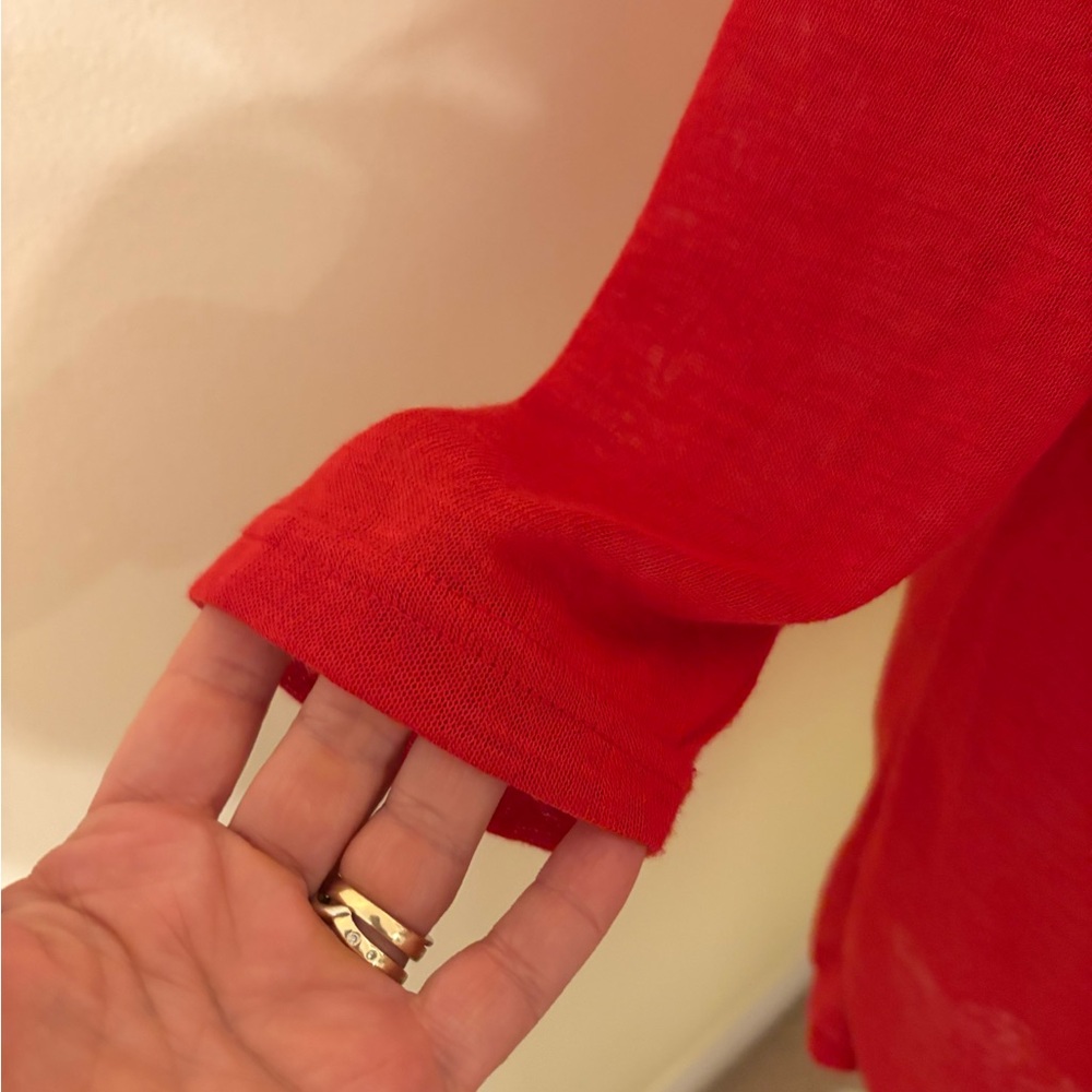 Red cardigan. Perfect for office . Light enough for warmer days of fall - Picture 3 of 5